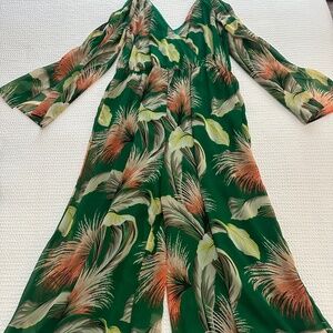 Green Floral Print Romper